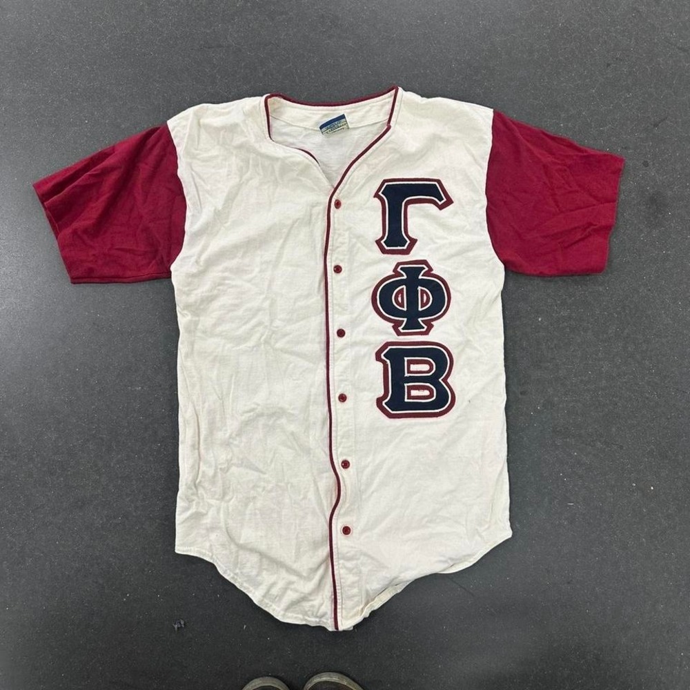 *NFS* Famous Sportswear red + white Gamma Phi Beta Sorority Baseball Jersey Lg
